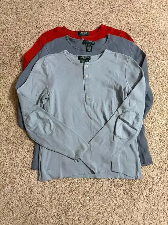 Lot of 4 Lauren Ralph Lauren Petite S Ribbed Henley Long Sleeve Tops - Picture 2 of 6